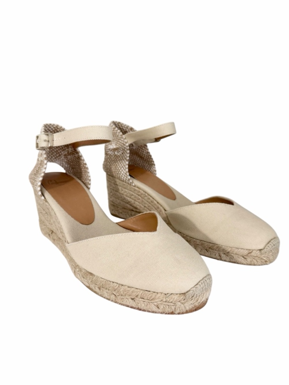 Castaner Chiarita Canvas Wedge Espadrilles Ivory Size 39 EU 8 US